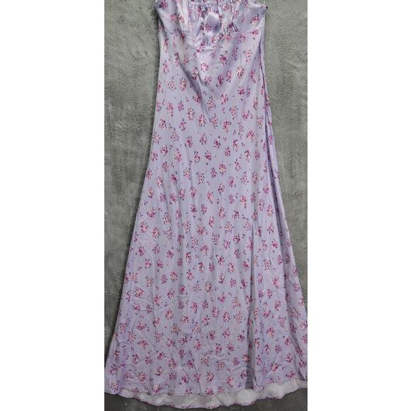Zara Womens Dress Size Medium Satin Floral Lilac Purple Halter Flowers Designer - Picture 13 of 15